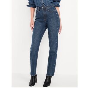 Old Navy Studded Extra High Rise Straight Jean